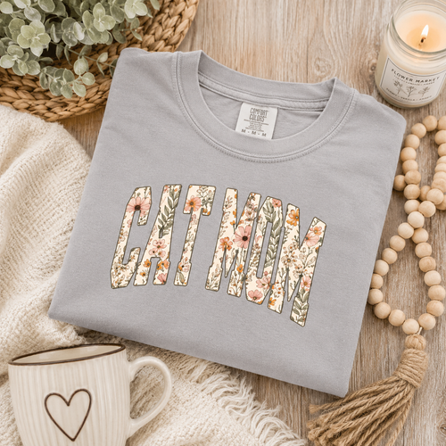 Cat Mom Floral Tee