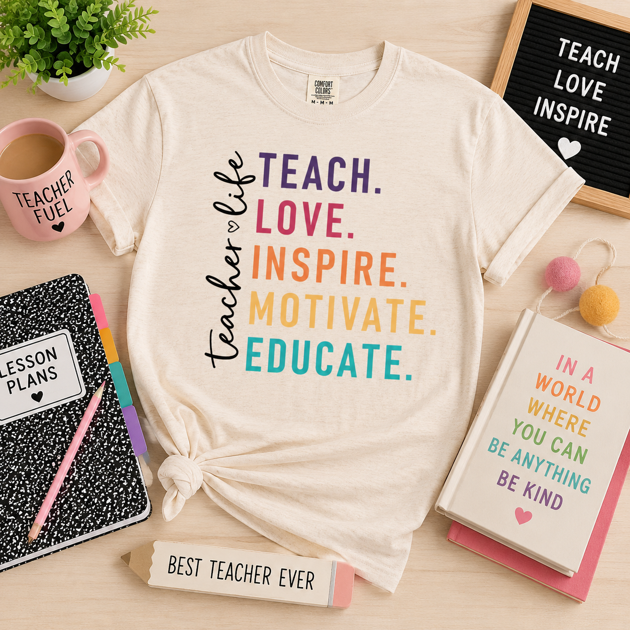 Teacher Life Inspirational Graphic Tee