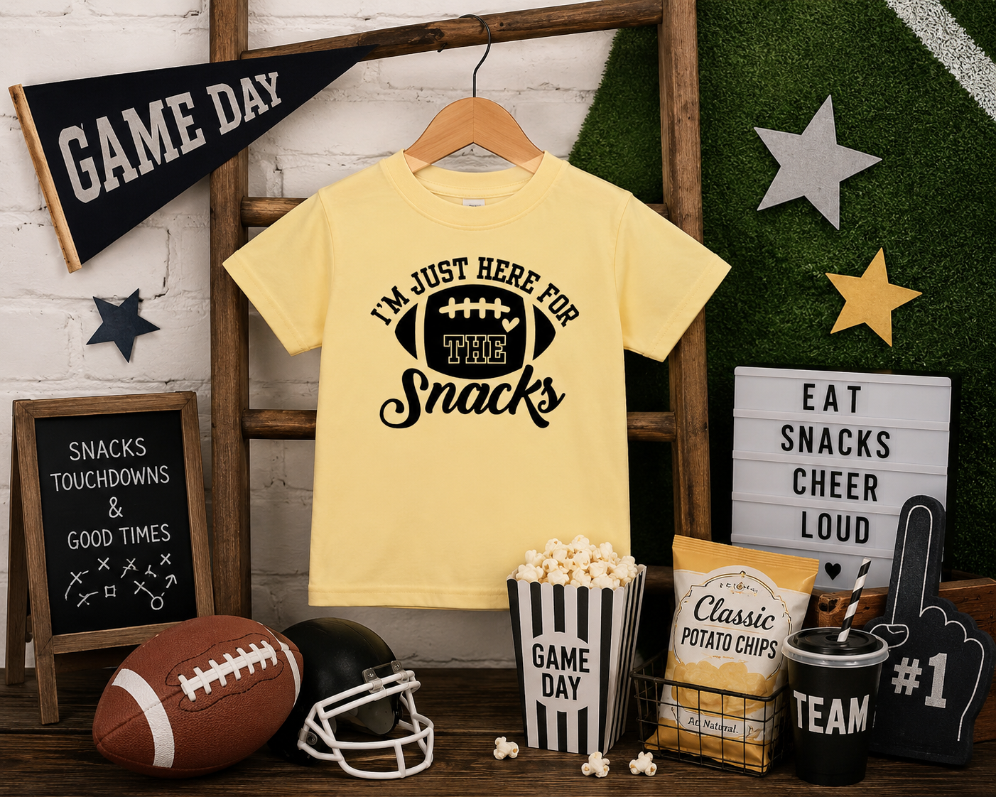 Im Just here for the Snacks- Football Toddler/ Youth