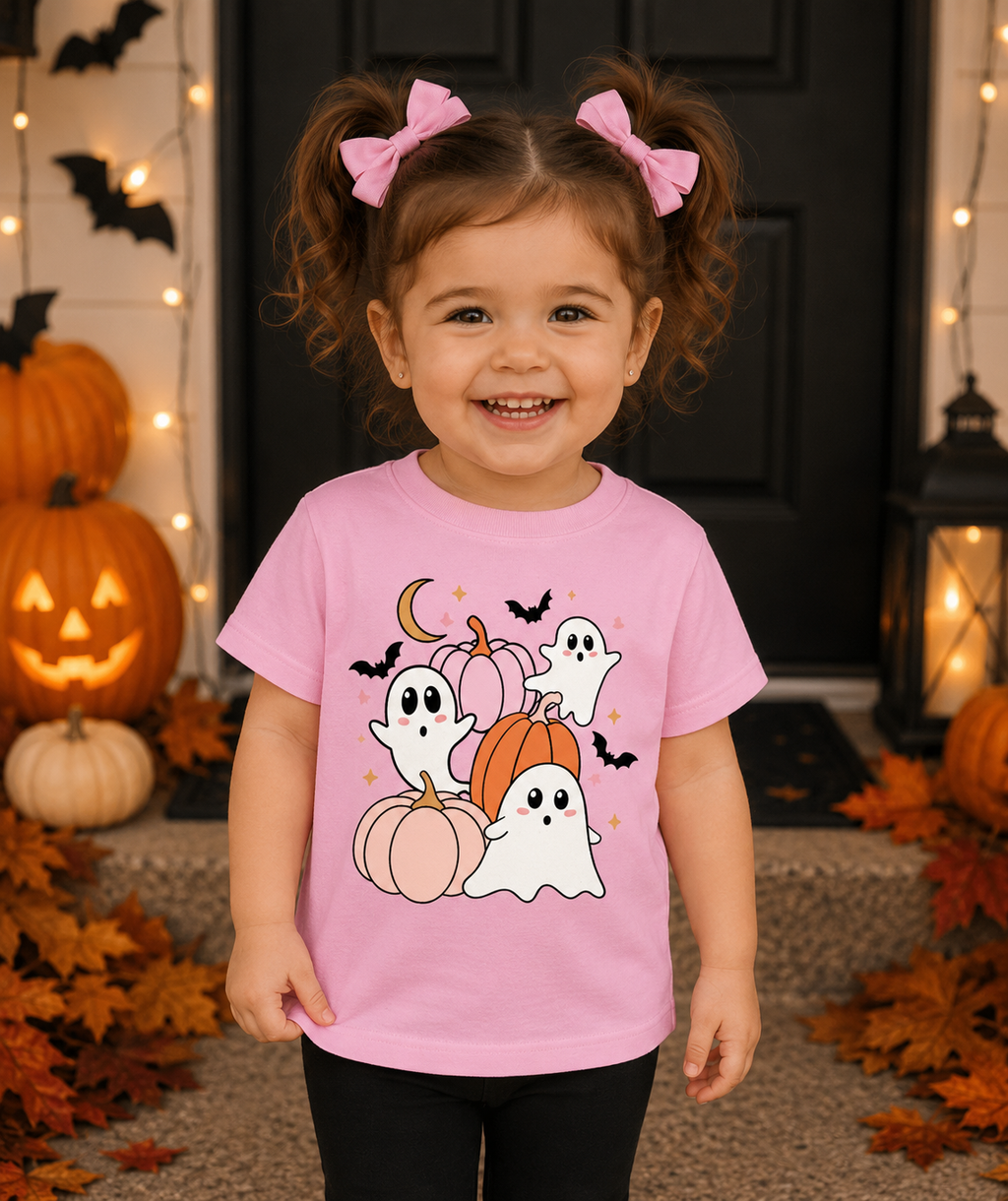 Pink Ghost & Pumpkin Halloween