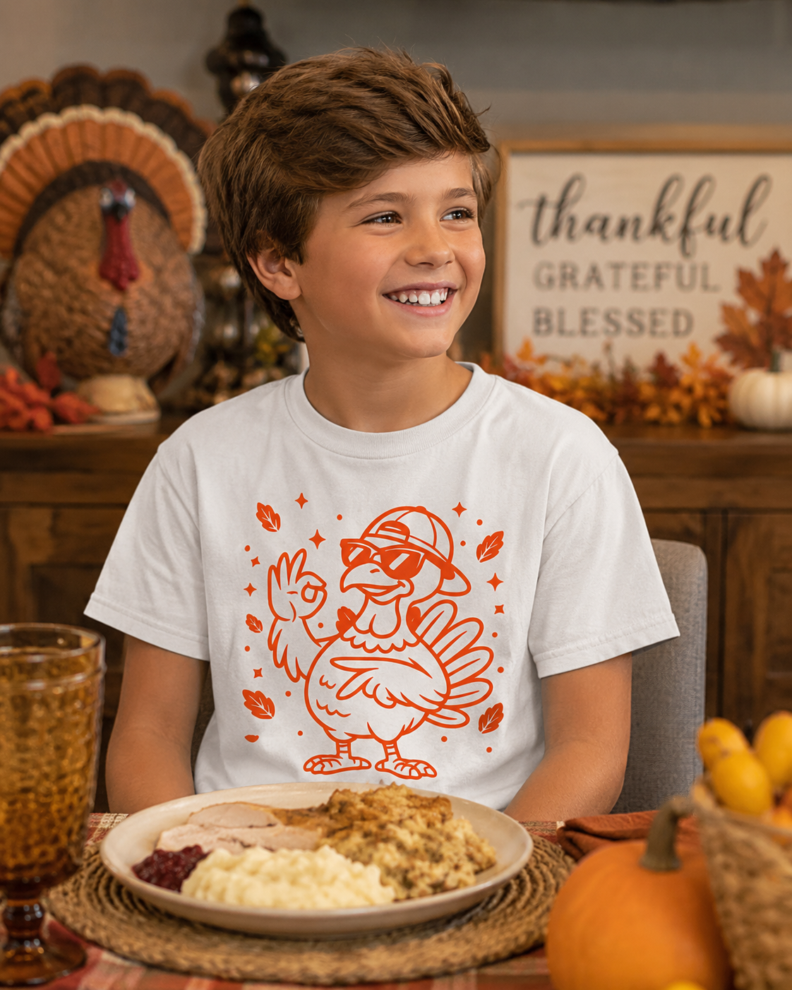 67 Cool Turkey Youth Thanksgiving T-Shirt