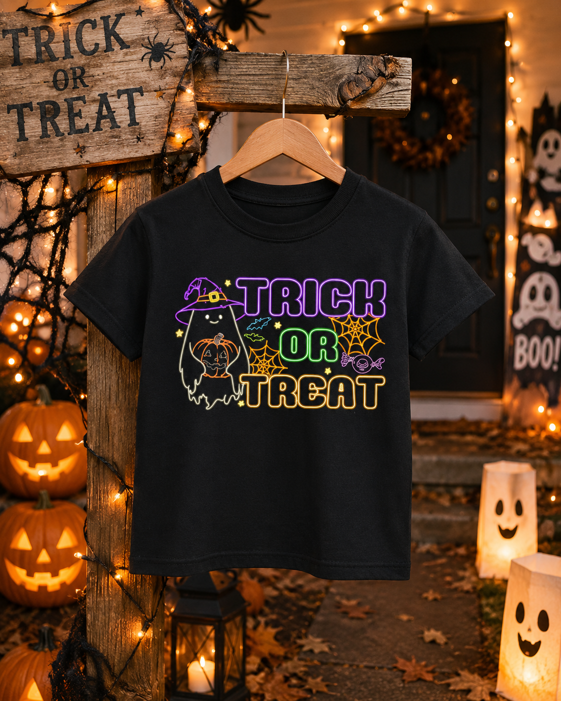 Trick or Treat Neon Halloween Tee Toddler/Youth