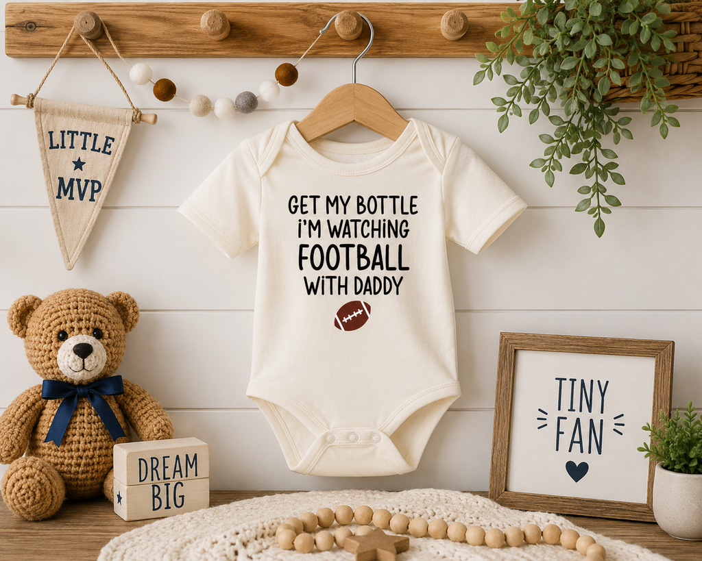 Get My Bottle, I'm Watching Football with Daddy Baby Bodysuit