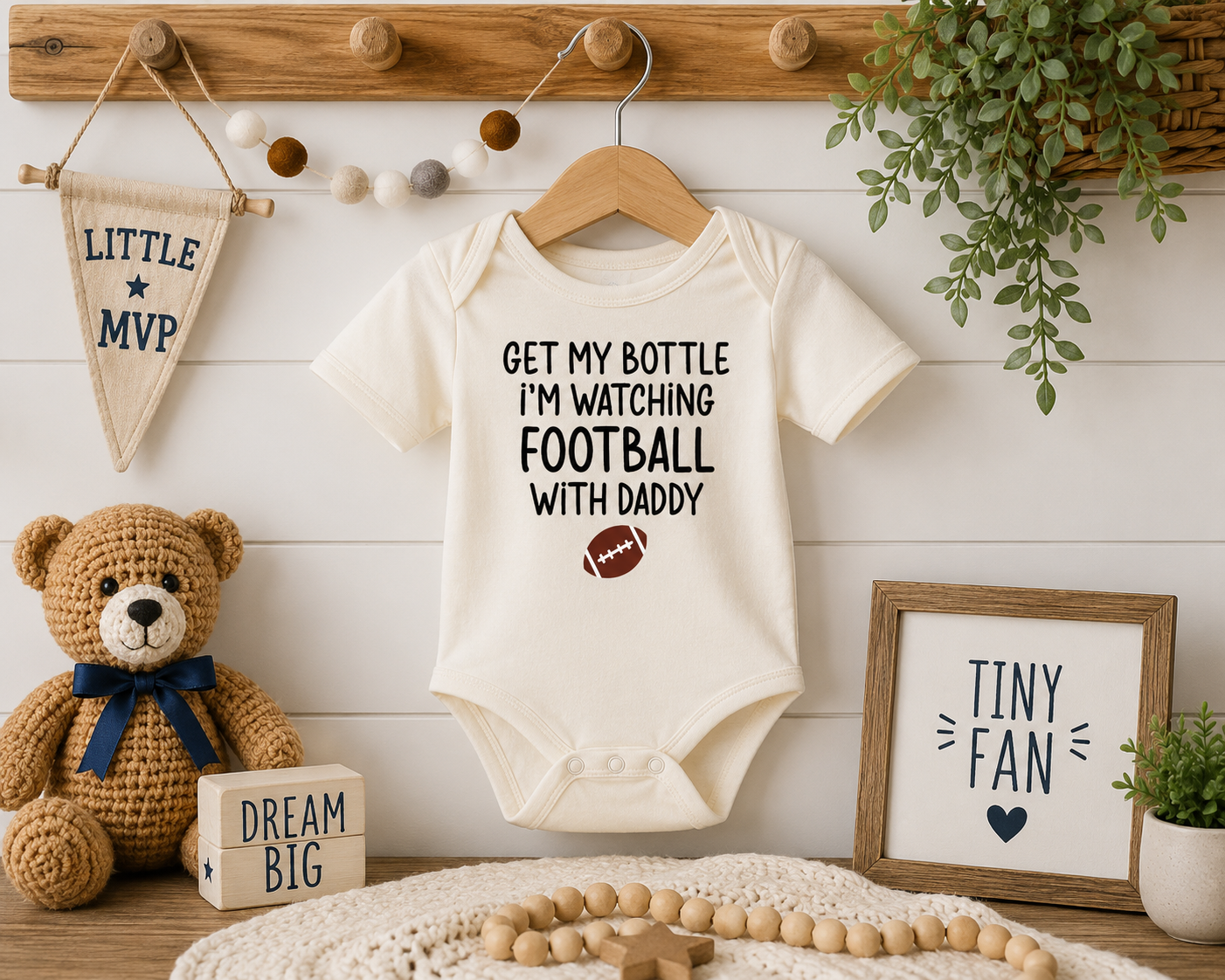 Get My Bottle, I'm Watching Football with Daddy Baby Bodysuit