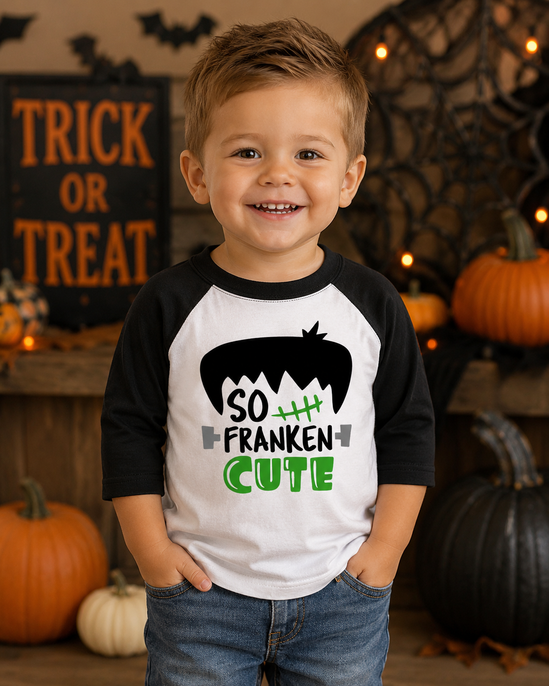 So Franken Cute Toddler Raglan Tee