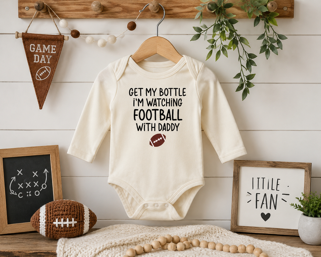 Get My Bottle, I'm Watching Football with Daddy Baby Bodysuit