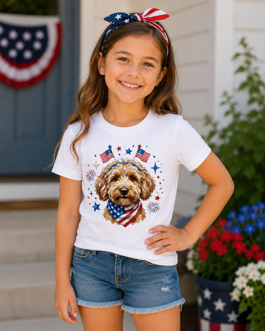 🇺🇸 Patriotic Doodle Youth Graphic Tee 🐾