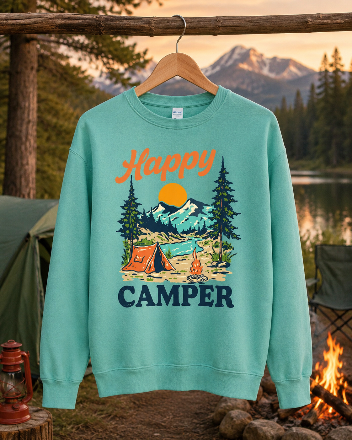 🏕️ Happy Camper Sweatshirt-Youth 🌲☀️