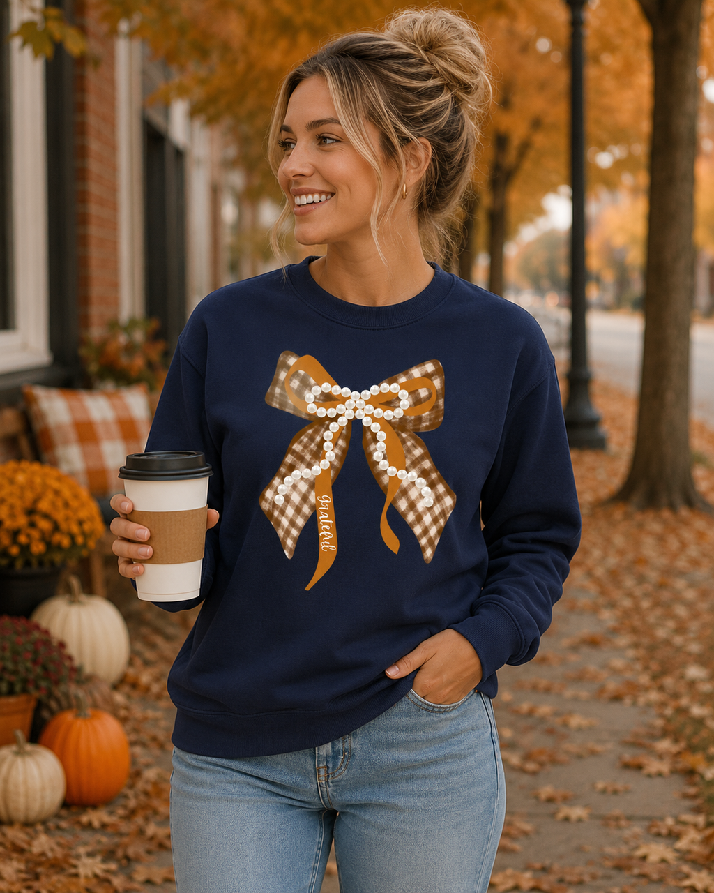 🍂 Grateful Bow Fall Sweatshirt 🍂