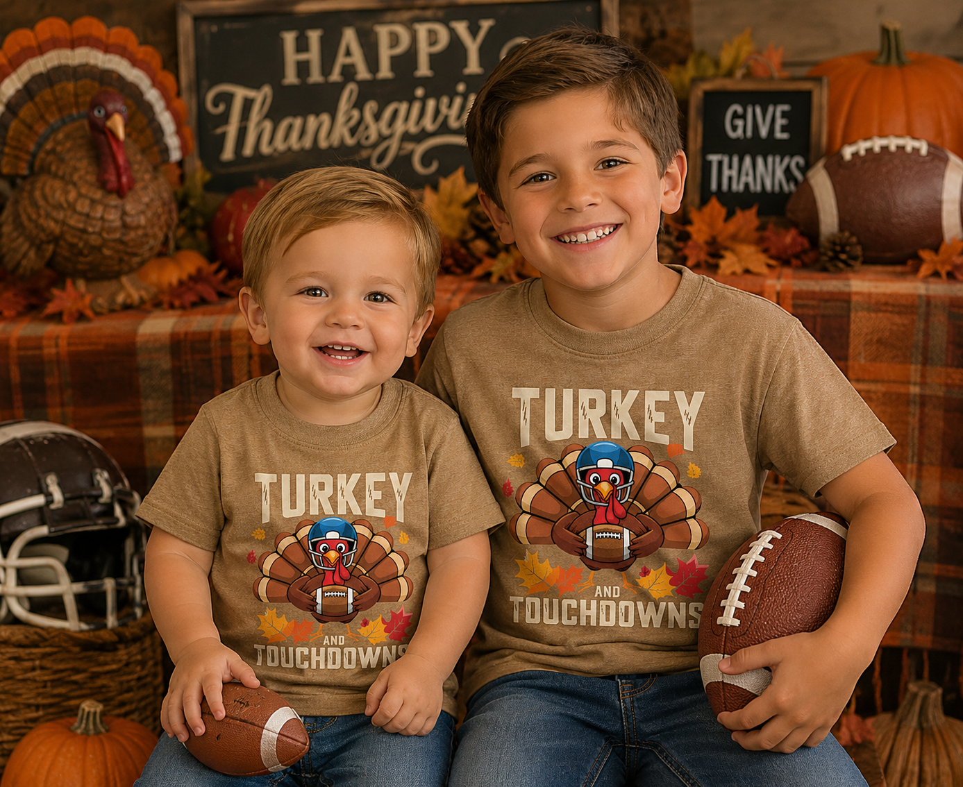 Turkey & Touchdowns toddler and Youth Tee