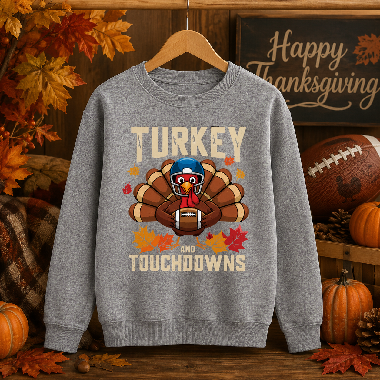 Turkey & Touchdowns Toddler/ Youth Sweatshirt
