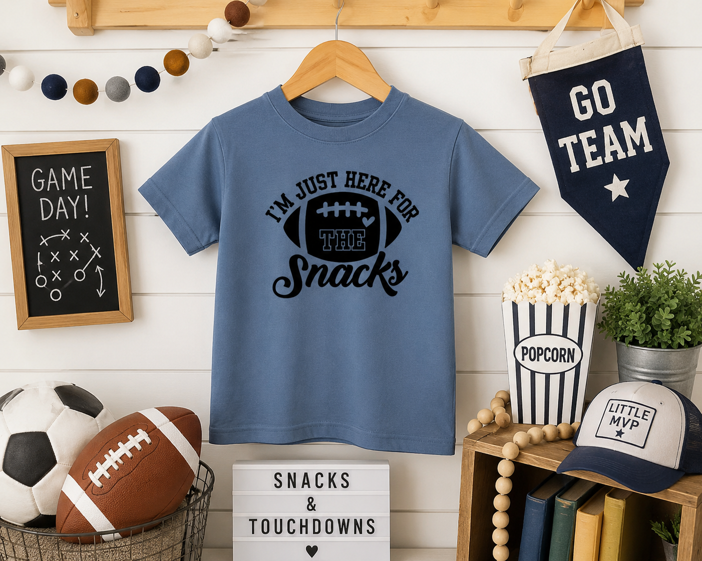 Im Just here for the Snacks- Football Toddler/ Youth