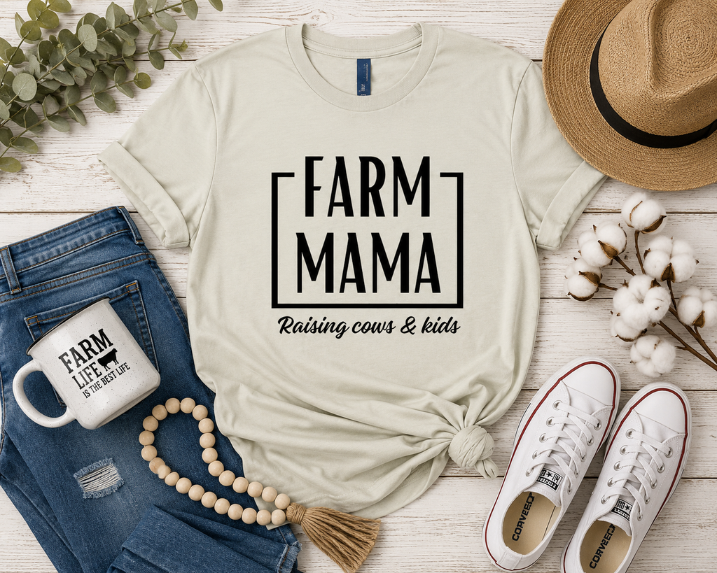 Farm Mama – Raising Cows & Kids Tee
