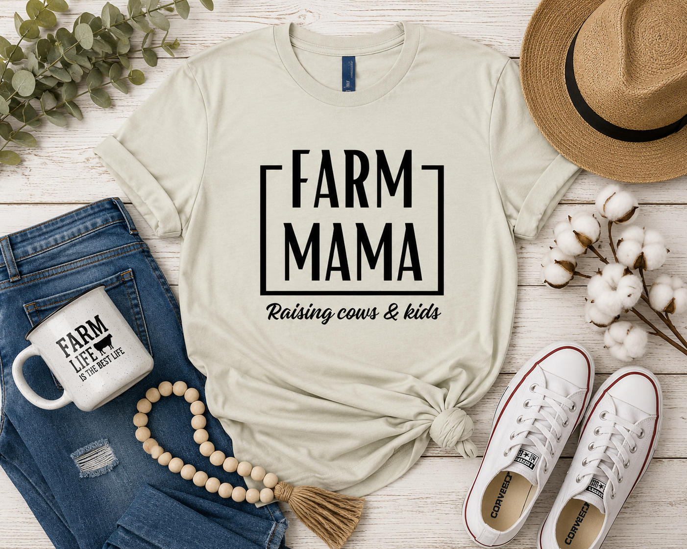 Farm Mama – Raising Cows & Kids Tee